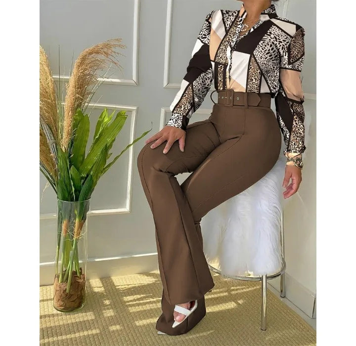 Pants 2 Piece Sets Womens Outfits Fashion Versatile Casual Girdle Blouse Suit of Female Streetwear Autumn and Winter New 2023
