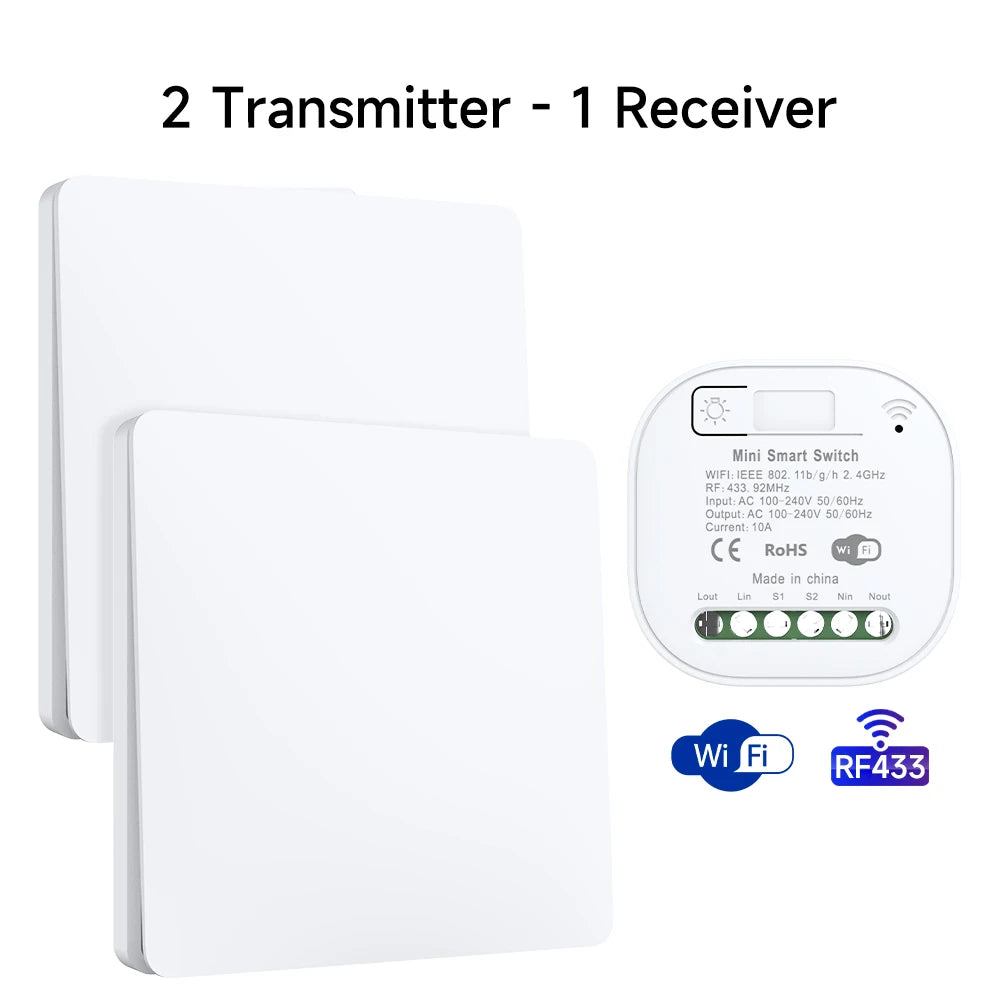 Smart Wifi Wireless Switch RF433 Self-Powered Push Button Wall Panels Remote Controller Light Switch Waterproof Wall Switches