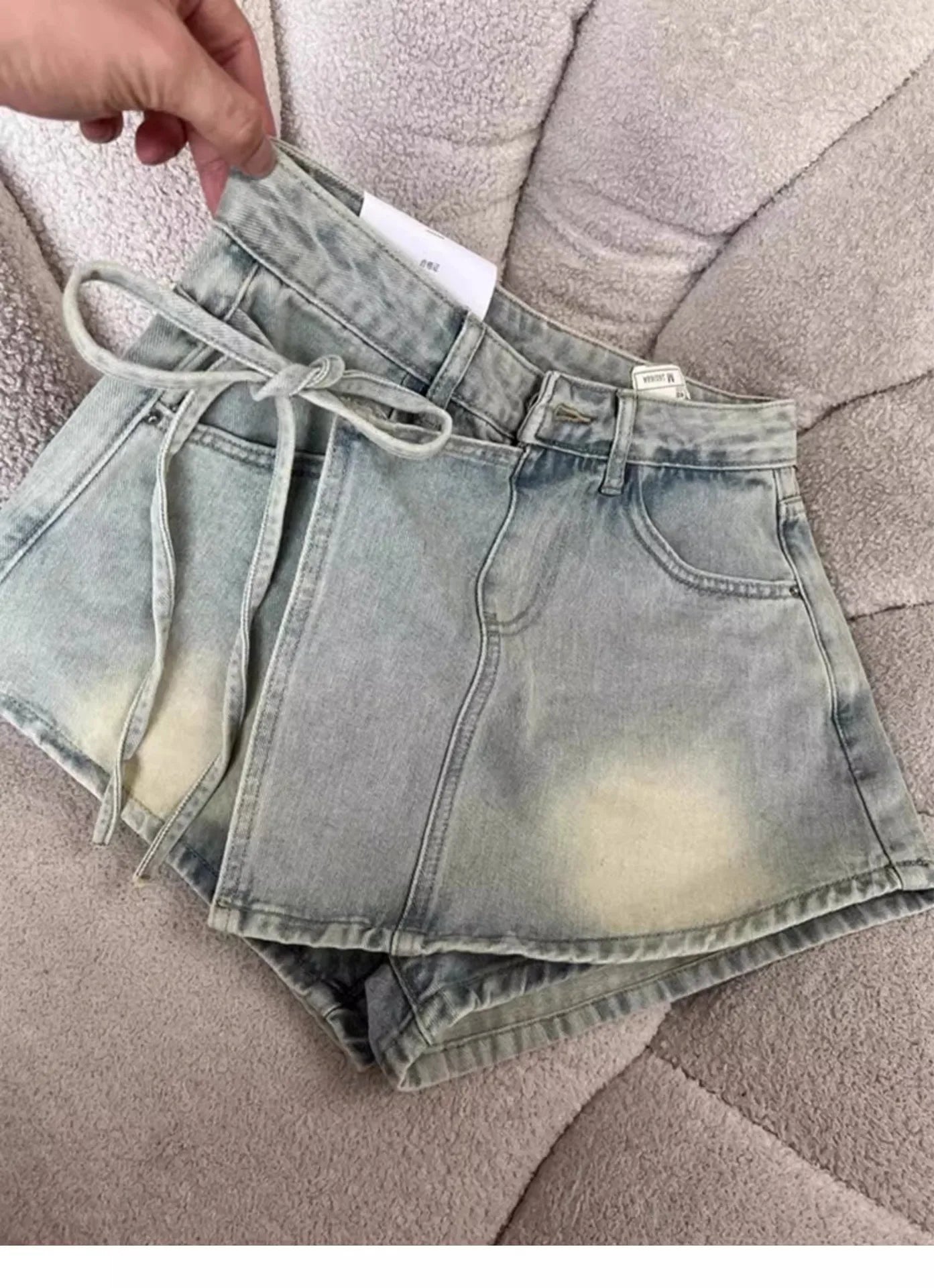 Retro denim skirt women's summer new high-waisted hip-wrapped a-word short skirt pants