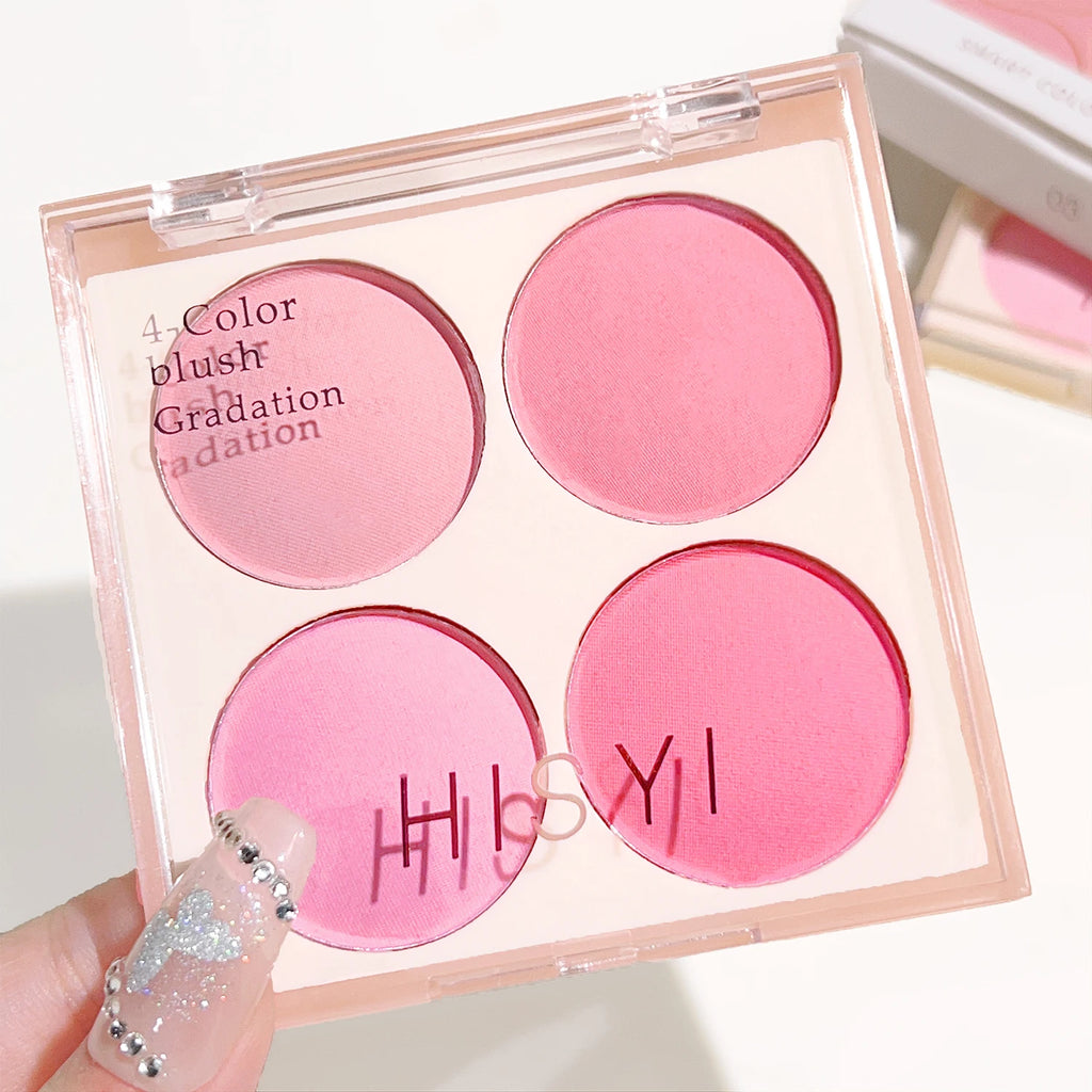 Vibrant Girl Ice Cream Four-Color Blush; Brightening, Natural Bare Makeup Effect, Pigmented, Matte, Fine Texture