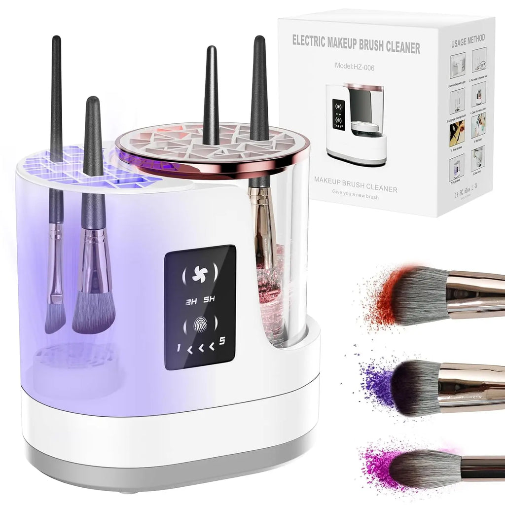 3 IN 1 Electric Makeup Brush Cleaner Machine with Makeup Brush Dryer for All Size Beauty Makeup Brush Cosmetic Tools Fast Drying