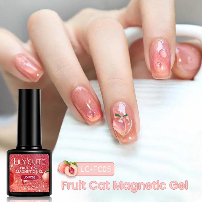 LILYCUTE 7ml Gold Coffee Cat Magnetic Gel Nail Polish Autumn Winter Nails Ultra Shine Moonlight Semi Permanent UV Gel Soak Off