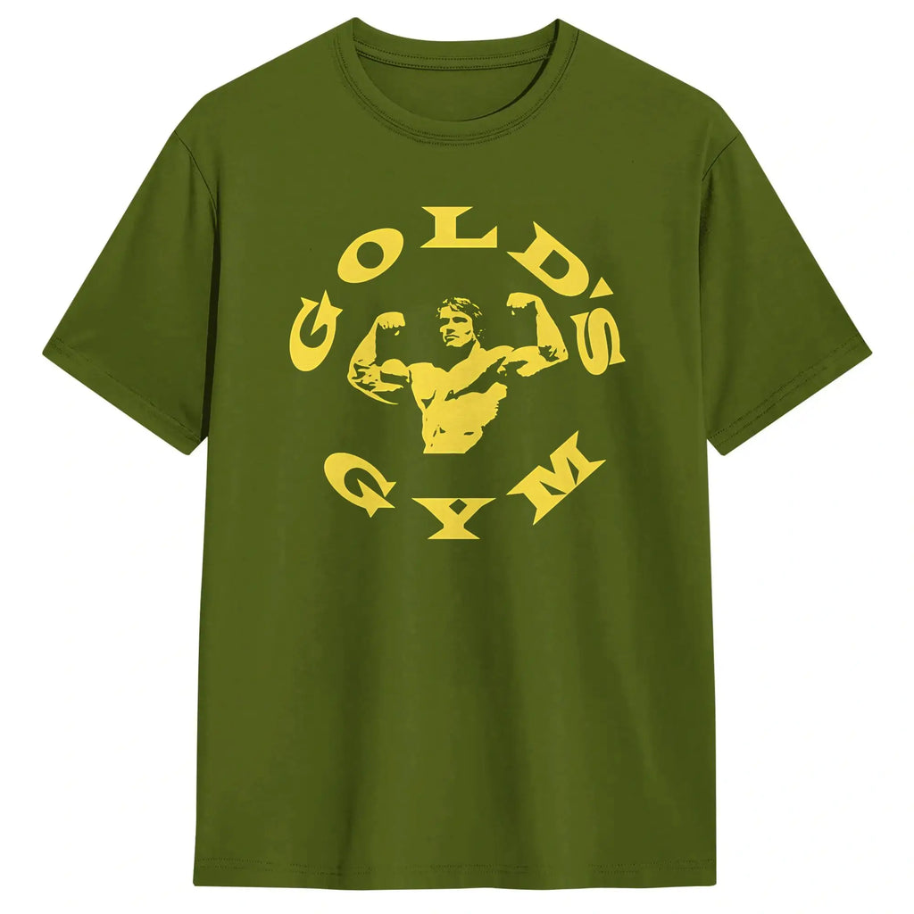 Men T-Shirts Arnold Schwarzenegger Golds Gym Casual 100% Cotton Tees Short Sleeve  T Shirt Crew Neck Tops 6XL