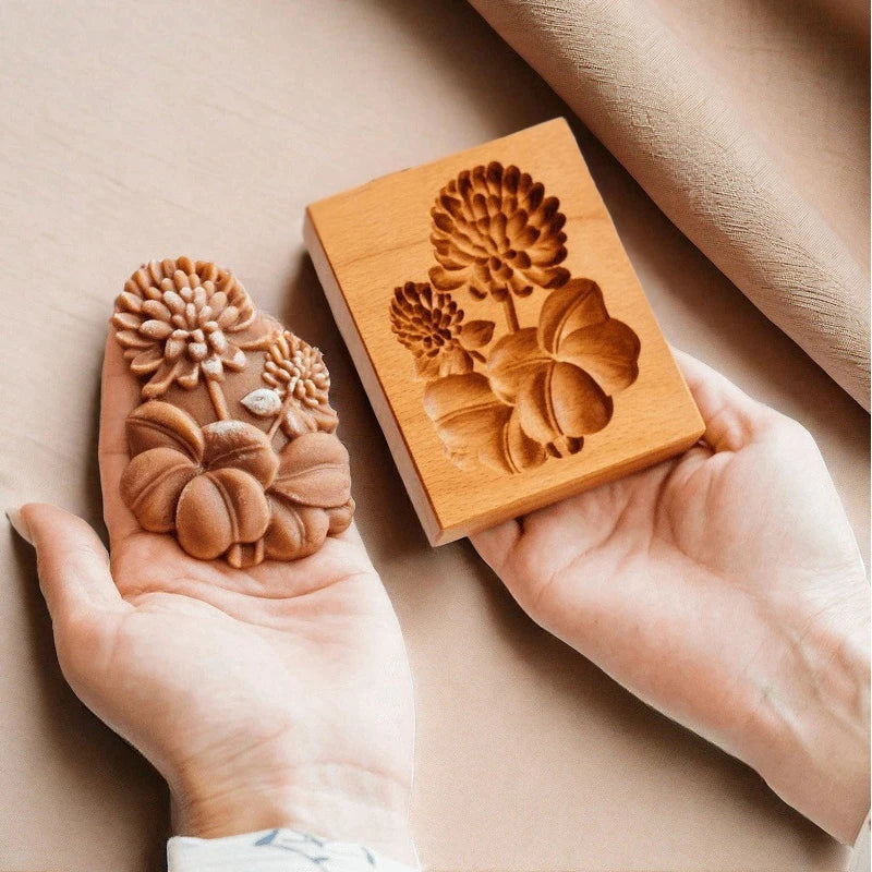 3D Cookie Baking Molds Wooden Gingerbread Mold Press Pumpkin Embossing Tools for Cake Decor DIY Kitchen Gadgets Cookies Moulds