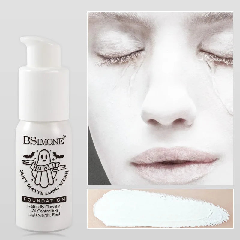 White Foundation for Halloween Makeup –Full Coverage Matte Face Paint for Cosplay Clown Vampire Skull,Non-Toxic Body Paint Cream