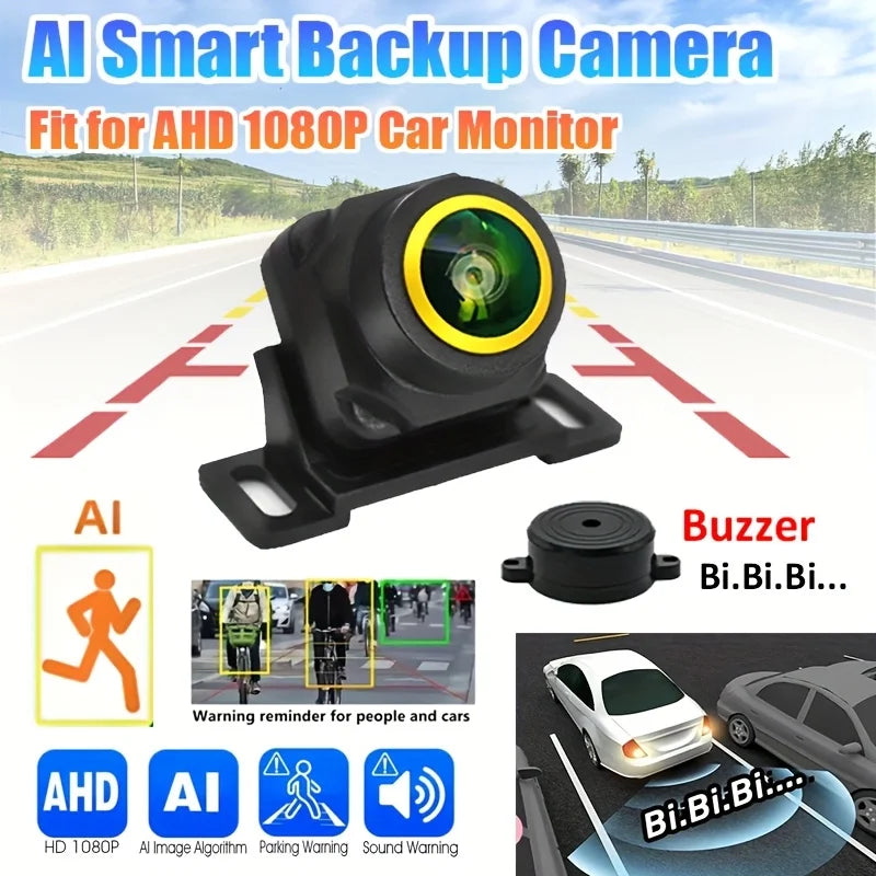 1080P AHD AI Smart Car Camera - Front/Rear/Spare Wheel View, Intelligent Tracking Parking Assistance, Universal Fit for Car