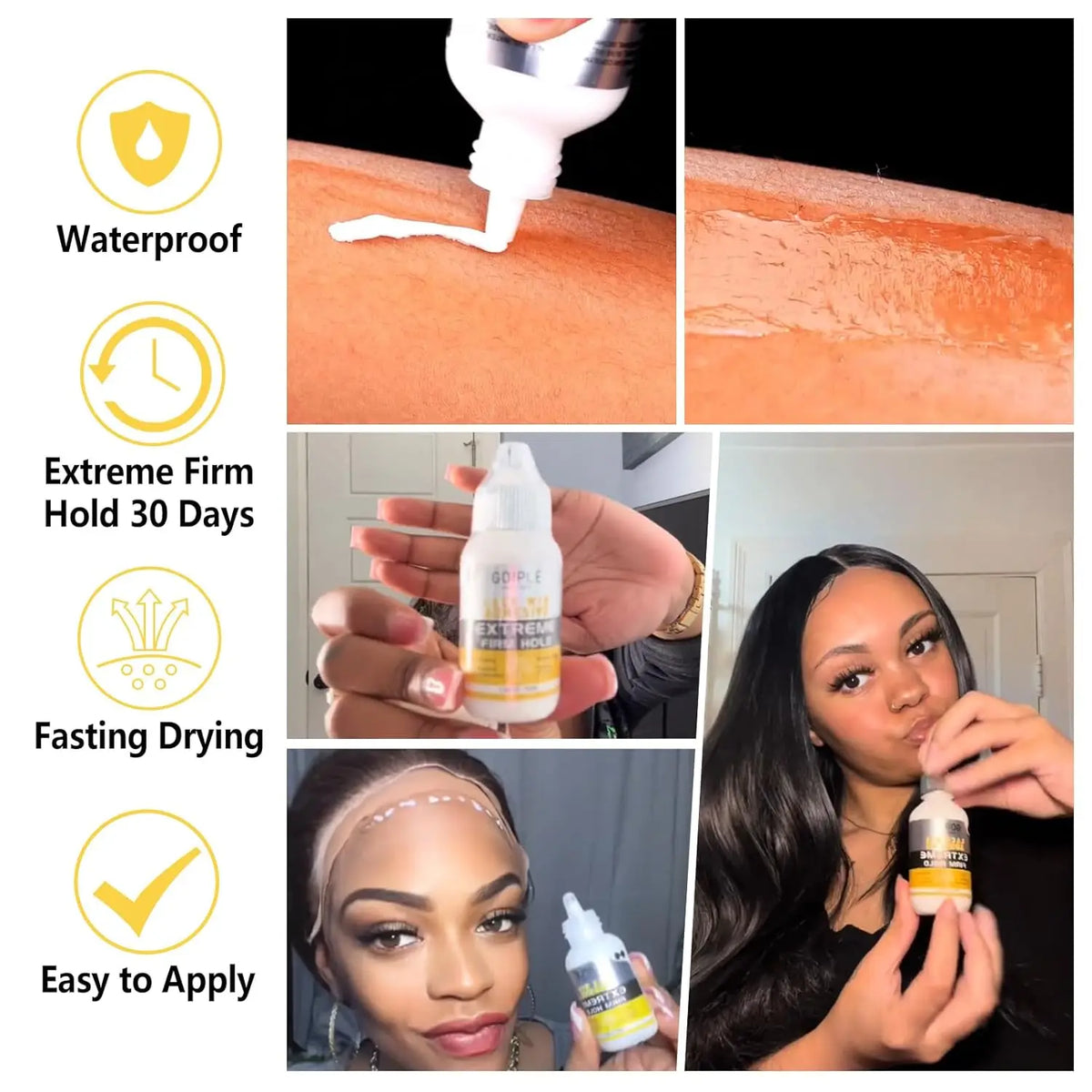 GOIPLE Waterproof Lace Glue Kit Melting Spray Holding Spray Wig Adhesive Remover HD Wig Caps for Natural Hairline Install