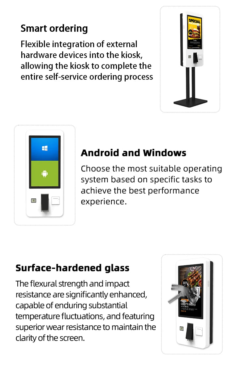 Food Order Checkout Touch Self Service Interactive Payment Kiosk Touch Screen for Restaurant