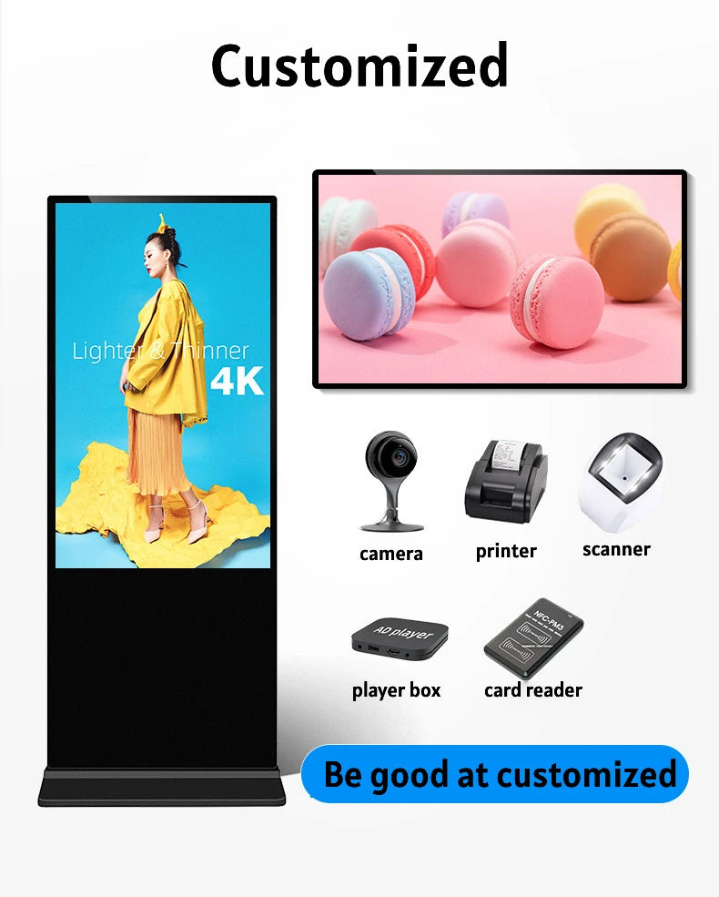 21.5 32 43 Inch Shopping Mall Android Interactive Touch Screen Digital Signage Display Floor Stand Lcd Self Service Kiosk