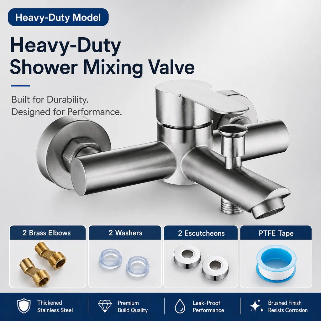 Stainless Steel Concealed Shower Mixer Valve Wall Mount Hot Cold Water Mixing Tap for Bathroom