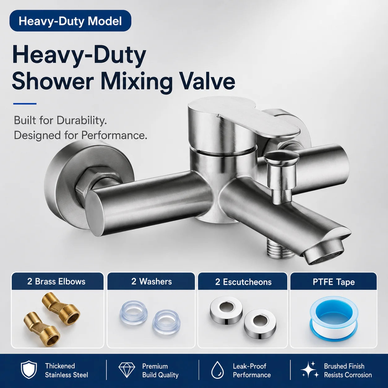 Stainless Steel Concealed Shower Mixer Valve Wall Mount Hot Cold Water Mixing Tap for Bathroom