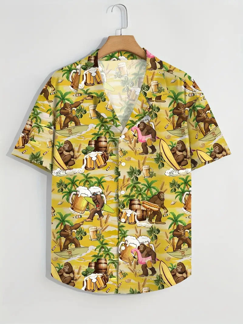 Cartoon Animal Duck Hawaiian 3D Print Shirts Men's Summer Short Sleeve Cute Banana Beach Shirts Blouse Men Clothing Unisex Tops