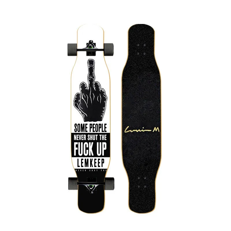 44-inch longboard skateboard for beginners, men, women, adults, professional double-kick dance board, youth maple wood four-whee