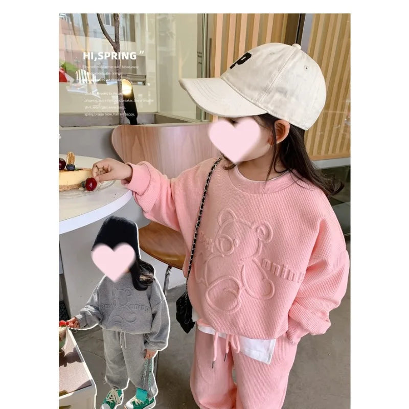 2026 Spring Children's Spring Clothes Round Neck Long Sleeve Sweater Boys and Girls Trendy Baby Stylish Children's Clothing 2PCS