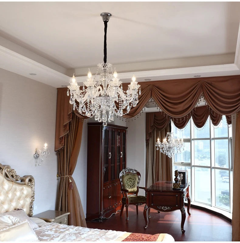 Luxury Living Room Decorate LED Ceiling Pendant Lights Indoor Hanging Lights Fixture Home Crystal Chandeliers Villa Lighting