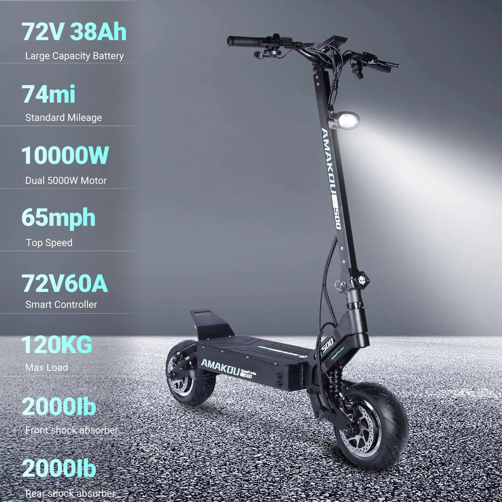 Amakou 11-inch 9000w 72v 40ah 105km/h 120km Range Alloy Frame TFT LCD Screen Dual Motors Powerful Electric Scooter For Adults
