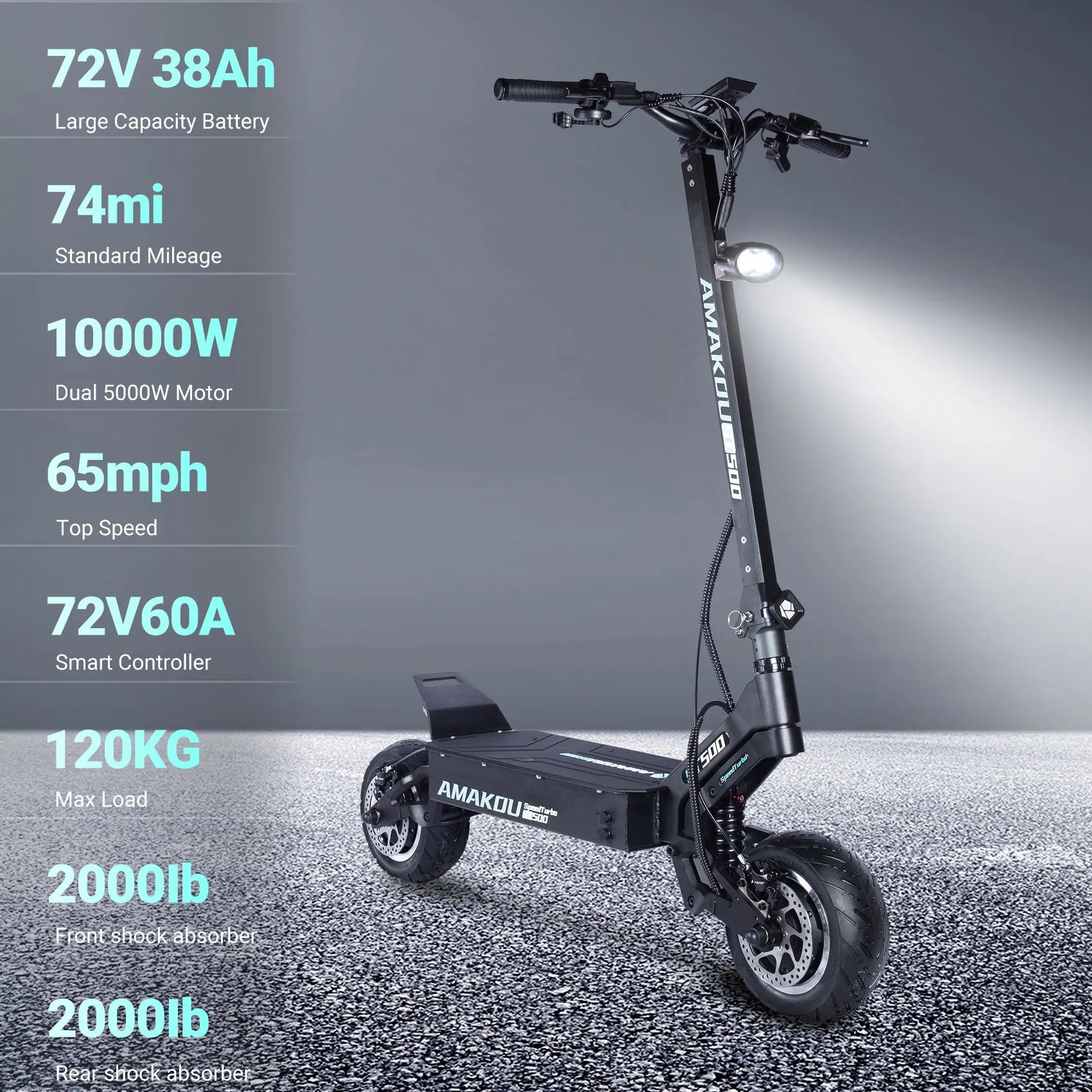 Amakou 11-inch 9000w 72v 40ah 105km/h 120km Range Alloy Frame TFT LCD Screen Dual Motors Powerful Electric Scooter For Adults