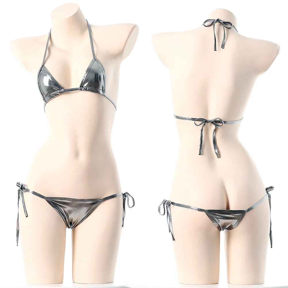 Sexy Micro Bikini 2025 Women Dopamine Solid Color Bikini Lace Up Bikinis Sets Swimsuit Swimwear Underwear Lingerie