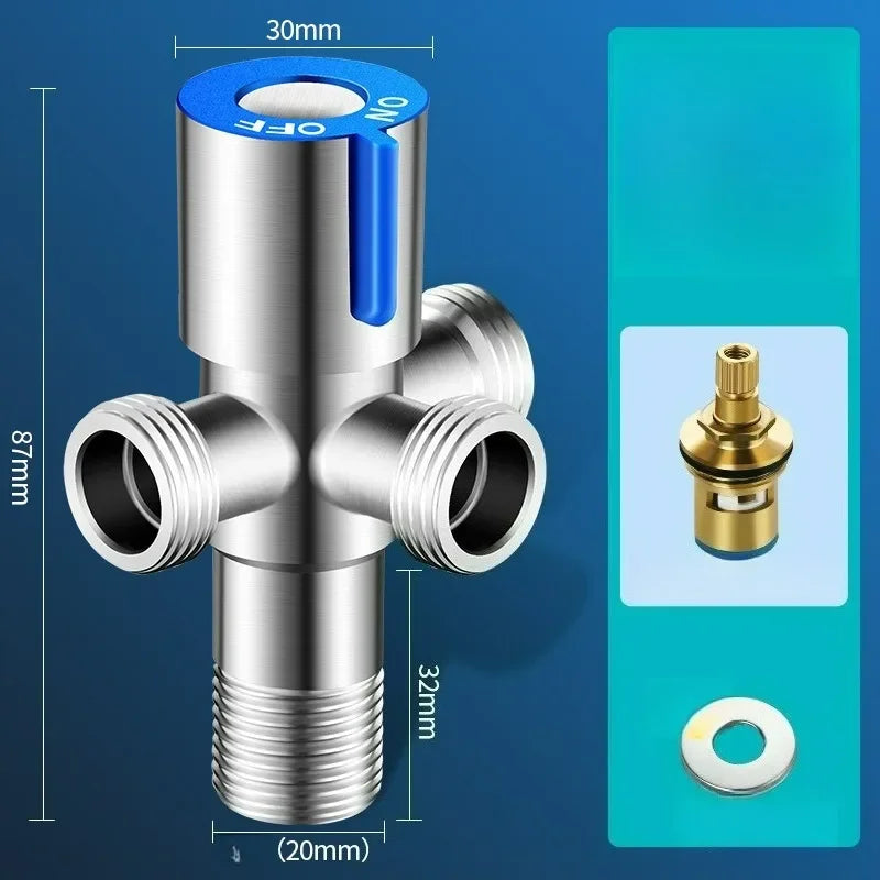 Hot and Cold Water Valve Bathroom Connector for Toilet Basin Water Heater G1/2 Stainless Steel Angle Valve Thread Triangle Valve