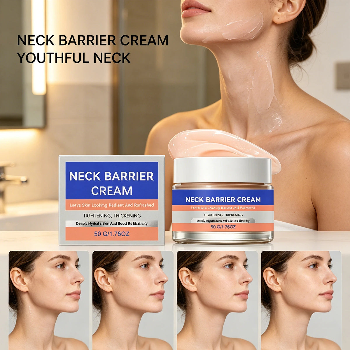 Neck Firming Massage Cream Deep Moisturizing Neck Lines Smoothing Skin Tightening Gentle Hydrating Soft Smooth Daily Neck Care