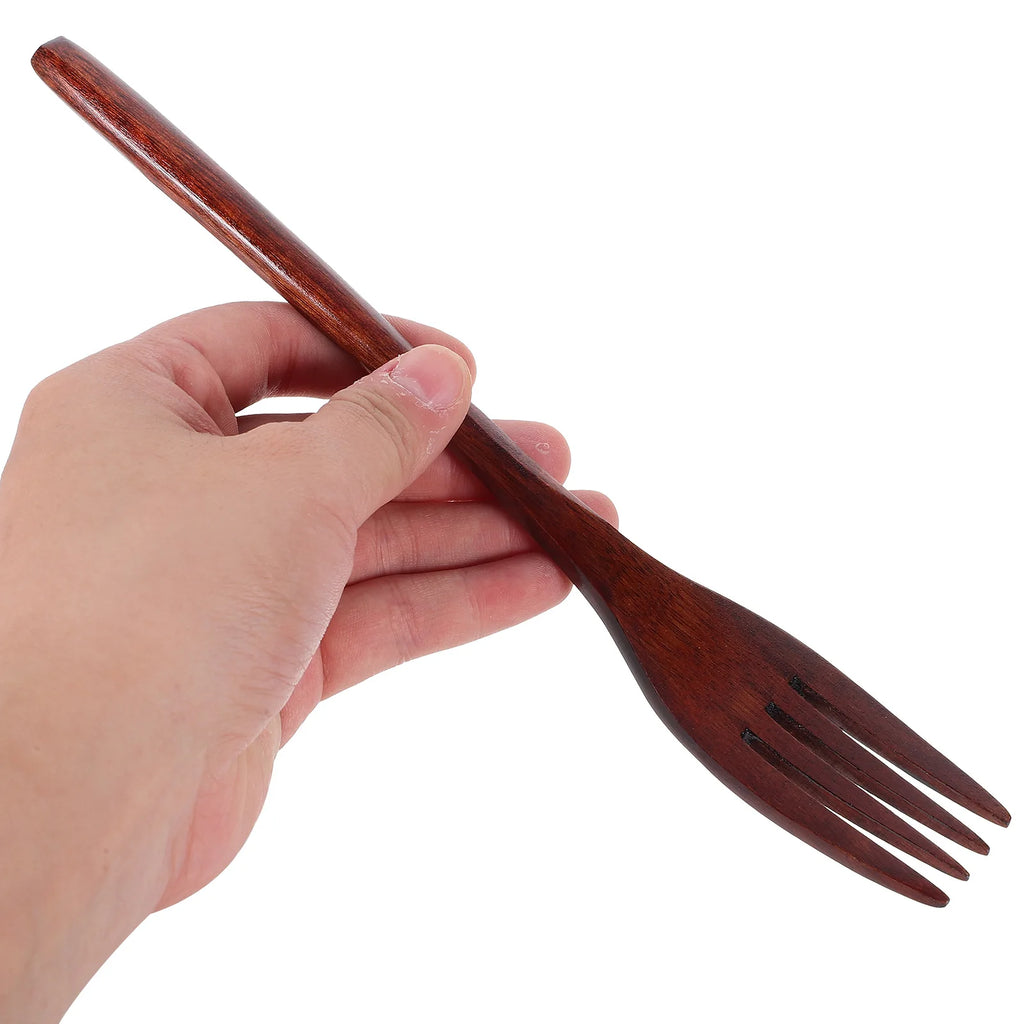 2pcs Long Handle Wooden Fork Kitchen Gadgets Tableware Natural Forks Set Eco Friendly Mixing Fork Cooking Wood Fork Cookware