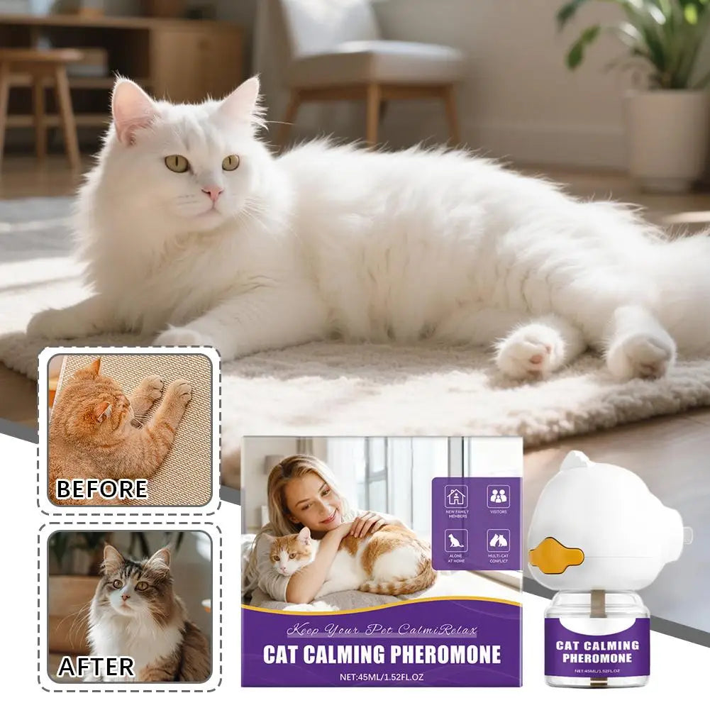 Pheromone Diffuser for Cats Pet Emotional Soothing Device Electric Plug-In Relieve Anxiety Reduce Scratching Calming Spray