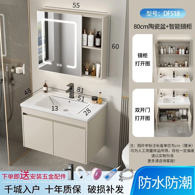 Wall Basin Bathroom Cabinet Set Sink Mirrors Shelves Bathroom Cabinets Storage Organizer Mobile Bagno House Accessories