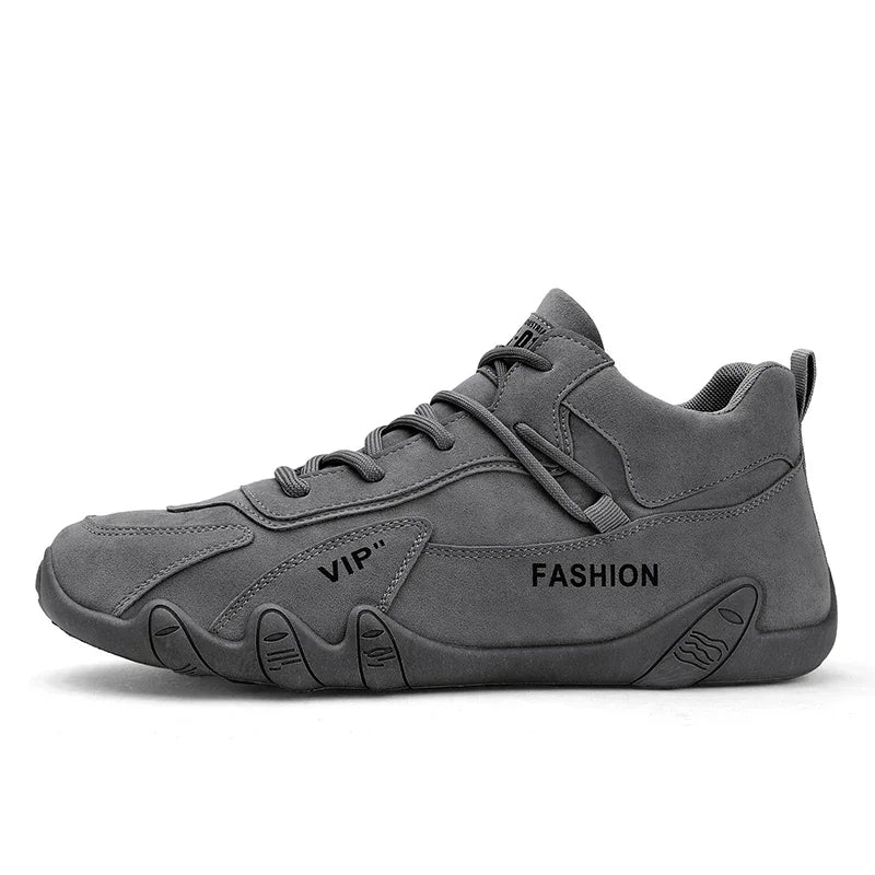 Waterproof Sneakers Lace Up Leather Casual Sneakers for Men Casual Motorcycle Shoes Waterproof Leather Ankle Boots for Men