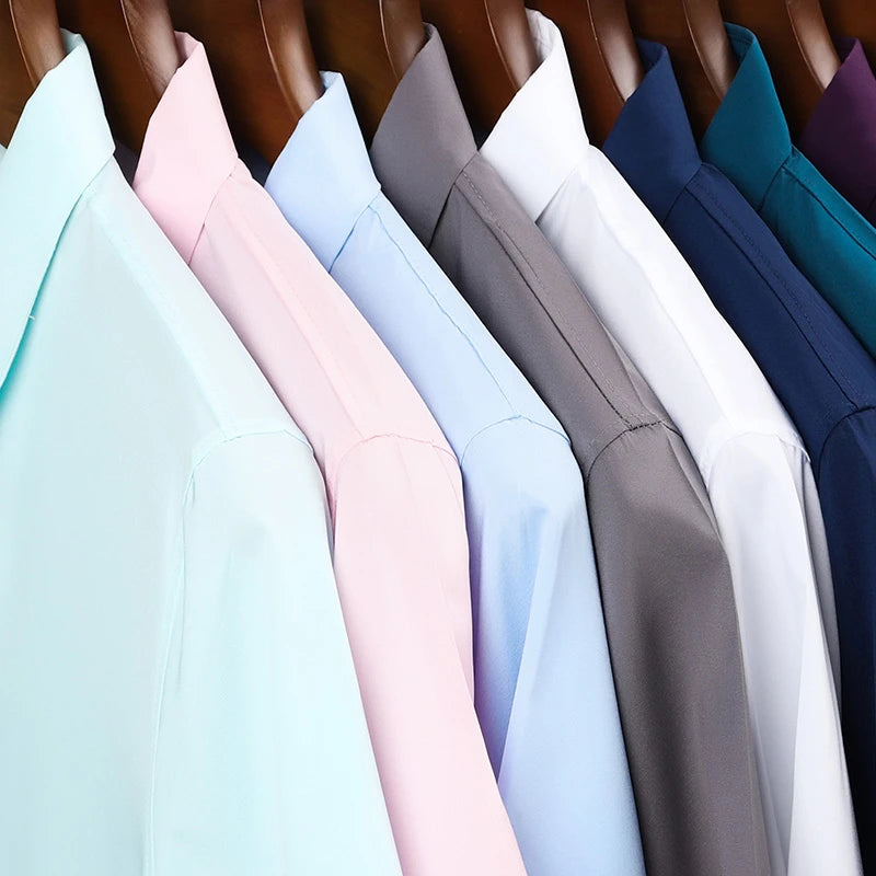 8 Colors Men's Casual Business Short Sleeved Shirt Wrinkle Resistant Fashionable Top