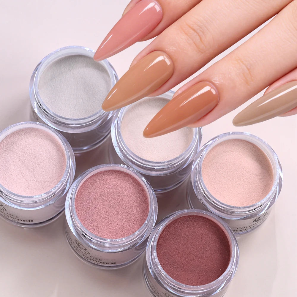 6Pcs/Set Burgundy Mocha Brown Nail Acrylic Powder Autumn&Winter Colors Nails Polymer for Nail Art Extension/Carving/Dipping Dust