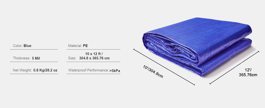 SucceBuy Heavy Duty Tarp Waterproof Tear Proof Poly Plastic Tarps Cover Multi-Purpose Outdoor Tarpaulin with Grommets for Truck