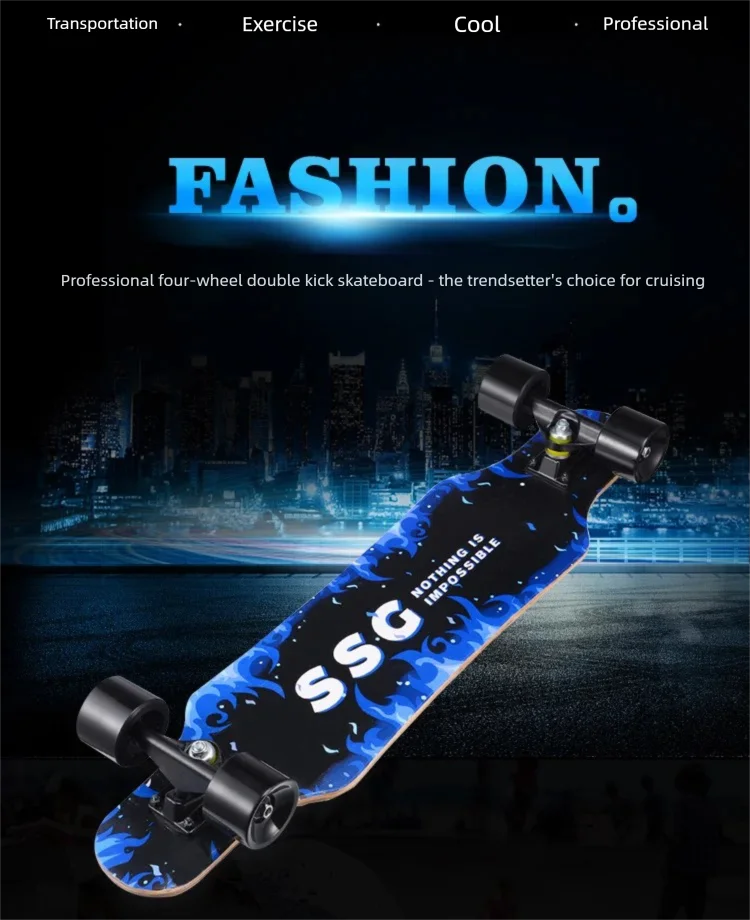 80CM Four Wheels Longboard Dancing Board Adult Street Riding Professional Beginner Freestyle Skateboard