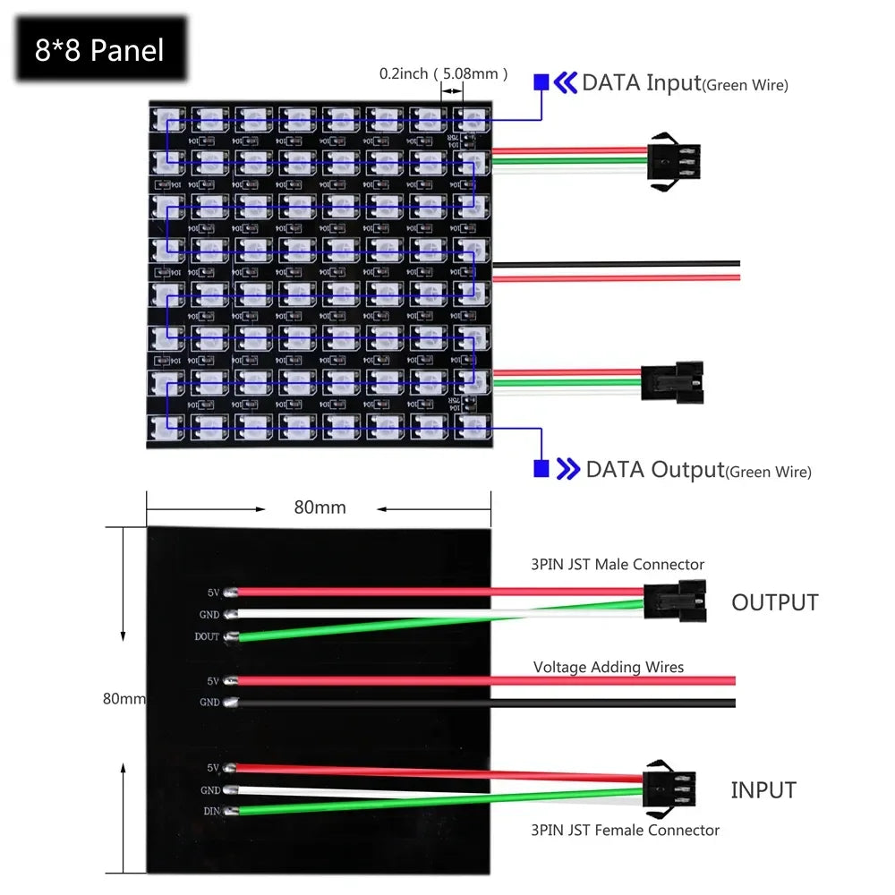4x12 8x8 16x16 8x32 WS2812 RGBIC Led Digital Matrix Panel Lights WS2812 Flexible Addressable Spliceable Pixel Module Screen DC5V