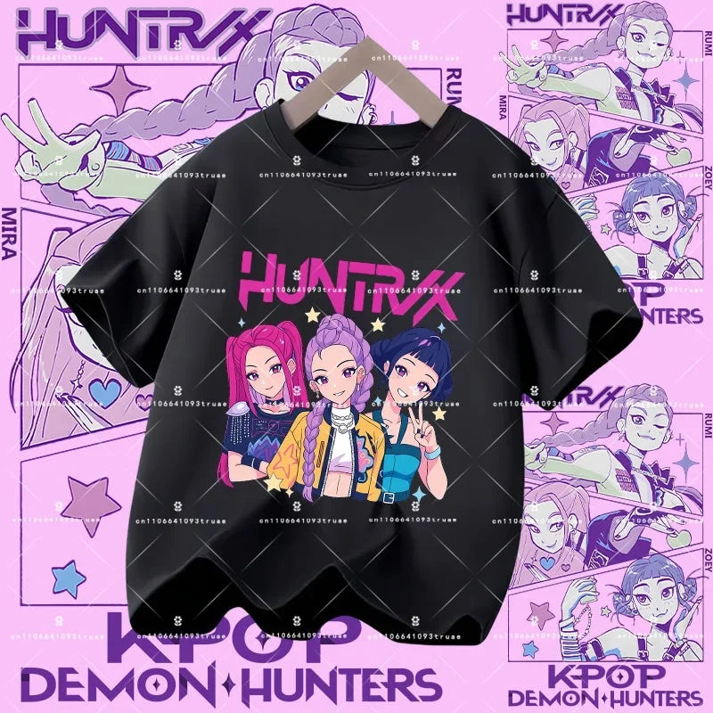 Kpop Demon Hunters Parent Child Halloween Kpop Demon Hunters TShirt Harajuku Casual Fashion Cotton Kid's Tshirt Cosplay Clothing