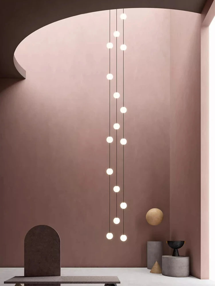 Stairs Modern Chandelier Loft Duplex Living Room Hotel Lobby Long Pendant Nordic Home Decorative Lighting Ball Long Line Pendant