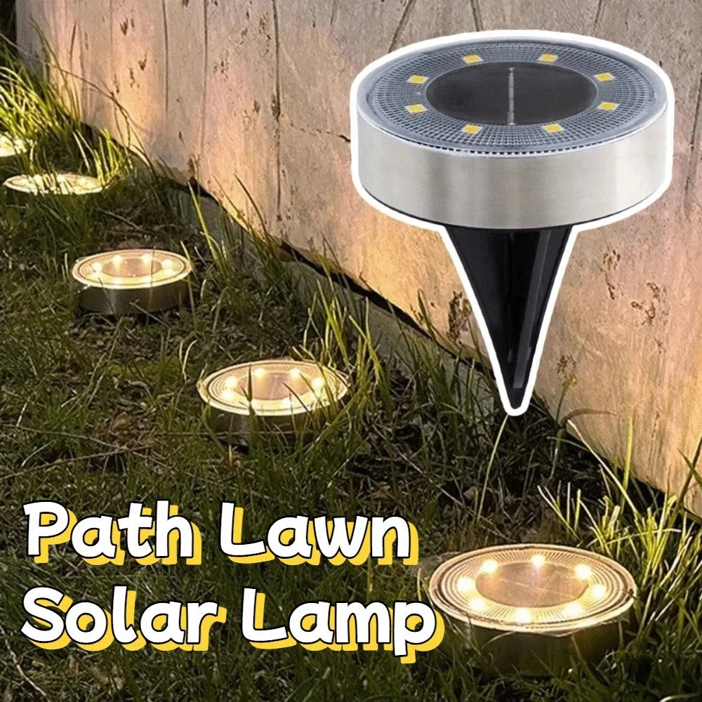 8 LED Outdoor Solar Light IP68 Waterproof Stainless Steel Buried Garden Light LED Lighting Auto on/Off LED Ground Lamp