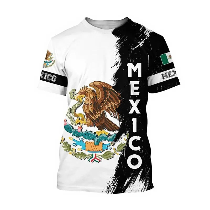 Mexico T-Shirts Mexican Flag 3D Print Streetwear Men Women Casual Fashion Oversized Short Sleeve T Shirt Male Tees Tops Clothing