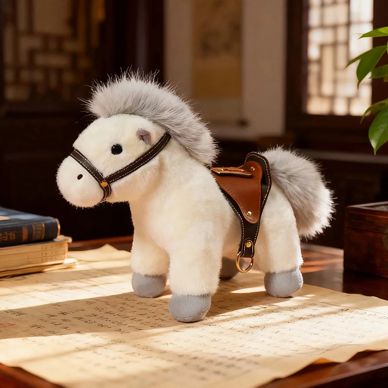 13/22cm High Quality Plush Steed Toy with Saddle Cute Plush Horse Doll Lovely Stuffed Animal Pony Bag Charm