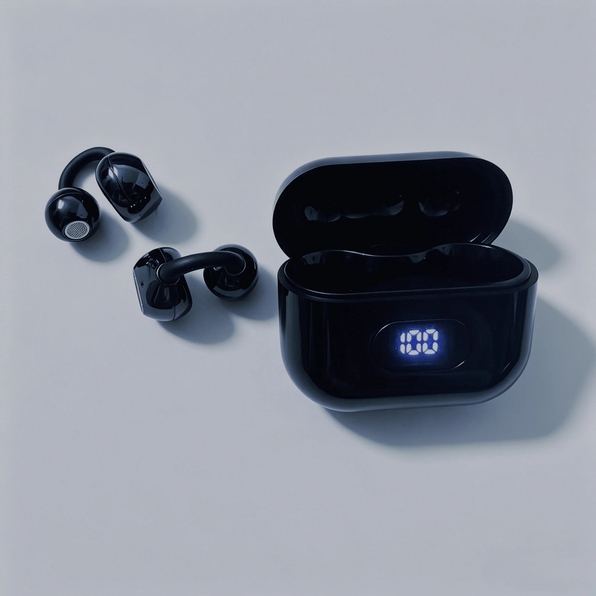 OWS Ear Clip Headphones Bluetooth 5.3 Wireless Earbuds Stereo Sound With Clear Calls Touch Control Display for Music Player