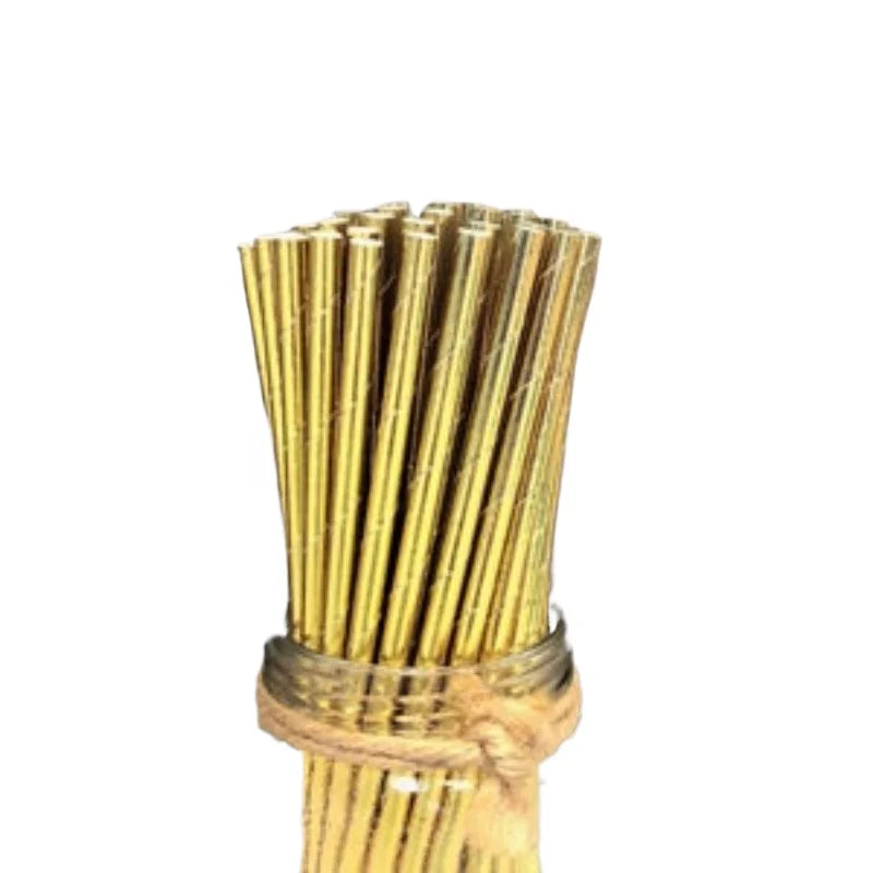 100 Gold Foil Straws, Holiday, New Years, Birthday, Wedding, Party Supply,Disposable Biodegradable, Cake Pop Sticks