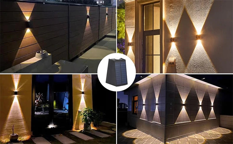 LED Outdoor Solar Wall Light Up And Down Luminous Garden Lamp Villa Courtyard Porch Street Decorative Lighting Wall Washer Light