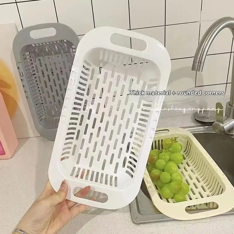 Kitchen Organizer Soap Sponge Holder Sink Rack Telescopic Drain Rack Adjustable Vegetable Drain Basket Kitchen Organizer Gadgets