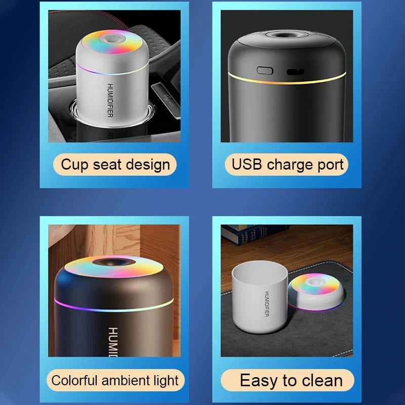 HOMEFISH Mini Air Humidifier Usb Aroma Diffuser Essential Oil Purifier Cool Mist Sprayer Home Bedroom LED Desktop Humidificador