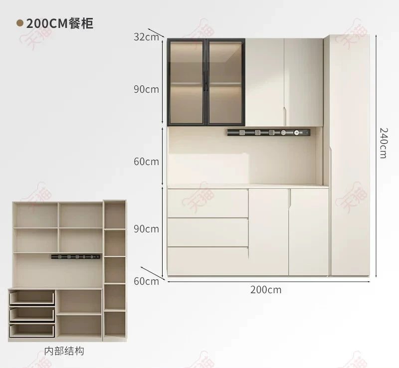LTT Simple Modern Side Cabinet Embedded Refrigerator Cabinet Kitchen Living Room Locker