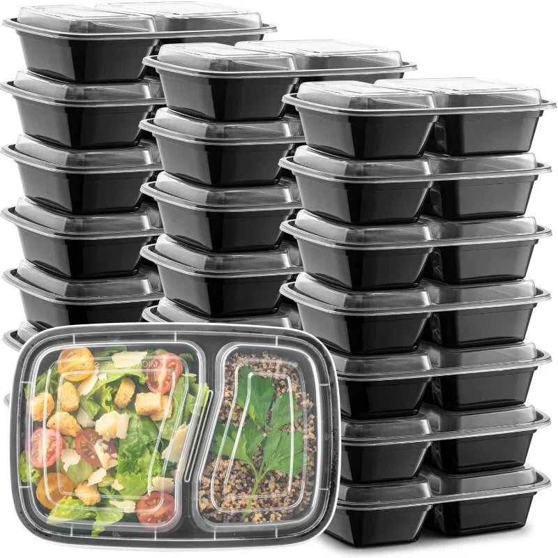 Disposable Food Boxes with Lids Portable Plastic Lunch Boxes Microwave Kitchen Refrigerator Storage Containers Stackable