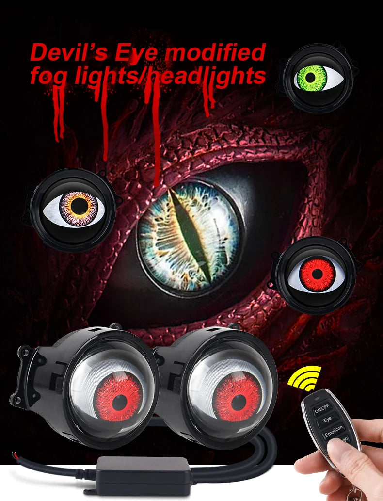 3-inch Devil's Eye Car Accessories Headlights Led Lenses Retrofit Kits Assembly LED Auto Dynamic Lights 12V With Remote Control