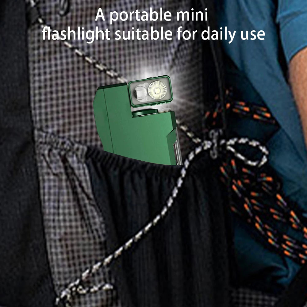 LED Flashlight Mini Flashlight Rechargeable 180 Degree Rotating Flashlight Multi Modes EDC Pocket Flashlight for Camping Hiking