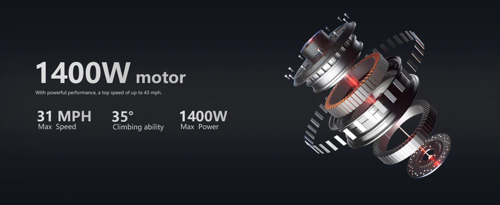 DT10 Adult Electric Scooter 1400W Peak Motor 50km/h Max Speed 48V16Ah 18650 Battery 50km Long Range Dual Disc Brakes Shock Suspension Absorbers System 330LB Maximum Load 10inch All-Terrain Tires NFC Unlocking Smart Display Fo