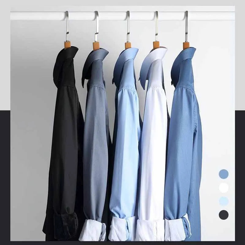 Men's Business Formal Lapel Shirts Autumn and Winter Thickened Warm Office Work Shirt Men Solid Color Casual Long Sleeve Tops