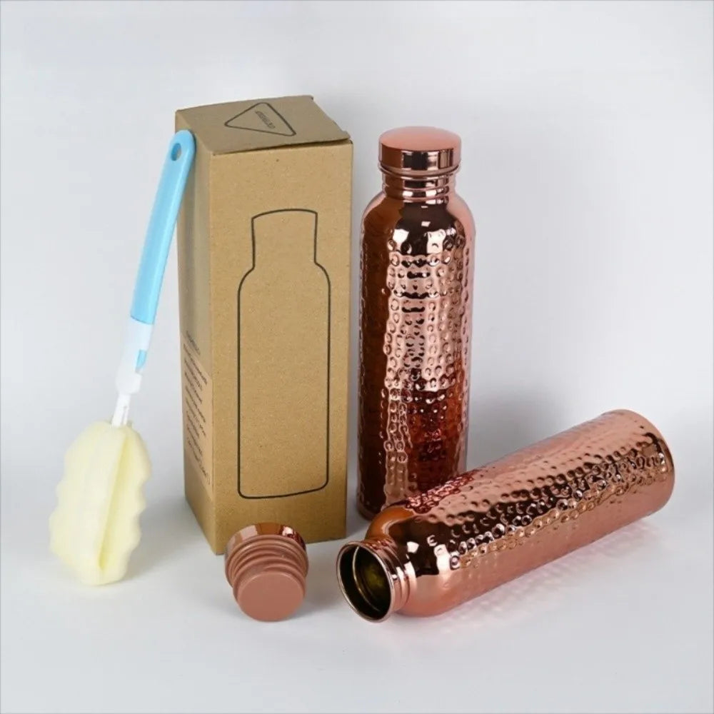 800ML Copper Water Bottle Anti-Slip Silicone Base One-Click Open Lid Leakproof Sports Bottle Thermal Insulation